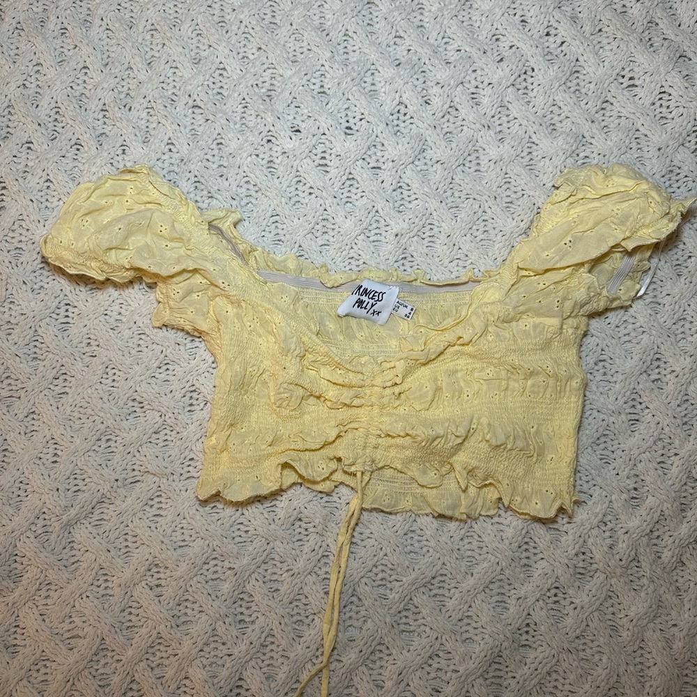 Beachy yellow princess polly crop top